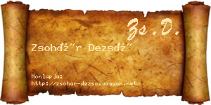 Zsohár Dezső névjegykártya